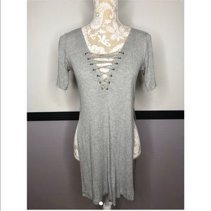 Emma & Sam Grey Lace Up Tee